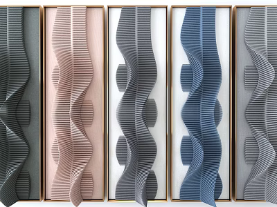 Modern Framed Wall Decor With Wavy Textures And Various Colors 3d model