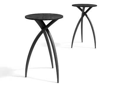 Modern Black Side Tables With Round Top And Cross Legs Design 3d model