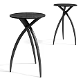 Modern Black Side Tables With Round Top And Cross Legs Design 3d model