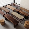 Modern Wooden Bench Old Wooden Bench Solid Wooden Bench 3d model