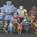 Diverse Game And Movie Characters With Various Outfits Armor And Weapons