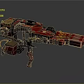 Red Sci-Fi Weapon Mechanical Structure With Scope Energy Core And Support Legs 3d model