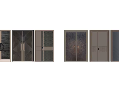 Modern Entry Doors Design With Intricate Patterns Glass Panels And Metal Frames 3d model