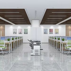Simple Office Screen Desk File Cabinet Printer 3d model
