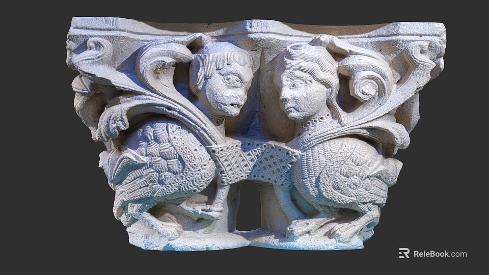 Cultural Art Exhibition Hall Featuring Intricate Stone Carving With Mythical Creatures And Ornate Patterns 3d model 