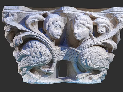 Cultural Art Exhibition Hall Featuring Intricate Stone Carving With Mythical Creatures And Ornate Patterns 3d model