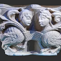 Cultural Art Exhibition Hall Featuring Intricate Stone Carving With Mythical Creatures And Ornate Patterns