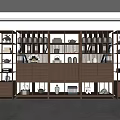 Wooden Bogu Shelf with Multiple Compartments Displaying Decorative Vases Books and Ornaments
