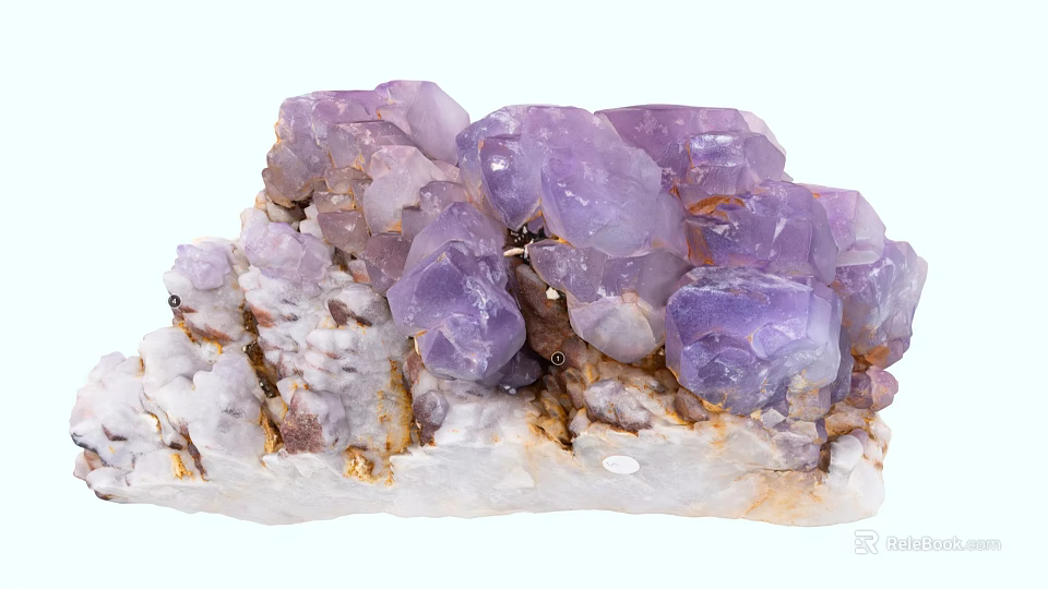 Natural Amethyst Cluster Decorative Ornament Set For Home Decoration With Unique Crystal Formation 3d model 