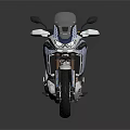 Adventure Motorcycle With White Body Red Patterns Blue Seat And Gold Wheels
