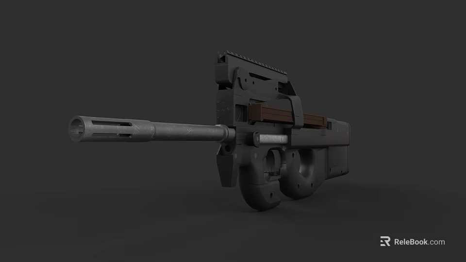 Modern Firearm Design With Long Barrel Wooden Grip And Metal Frame 3d model 