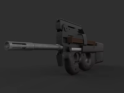 Modern Firearm Design With Long Barrel Wooden Grip And Metal Frame 3d model