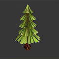 Green Origami Style Tree With Layered Leaves And Brown Trunk On Gray Background