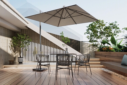 modern balcony open-air balcony 3d model