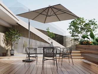 modern balcony open-air balcony 3d model