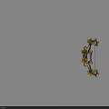 Ornate Decorative Bow Weapon With Golden Leaf Accents And Red Gemstones