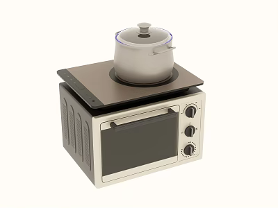 Modern Countertop Microwave Oven With Stainless Steel Pot Daily Kitchen Appliance Design 3d model