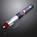 Aerospace Space Rocket Model With Black Silver Red Striped Design And Launch Structure