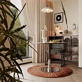 Modern Home Balcony Design With Green Plants Rattan Table And Soft Curtains