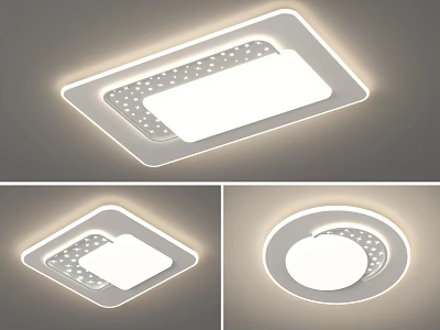 Sleek Modern Ceiling Light with Different Shapes LED Lighting and Dot Patterns 3d model