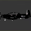 Black Single Engine Airplane With Yellow White Stripes Propeller And Wing Badges