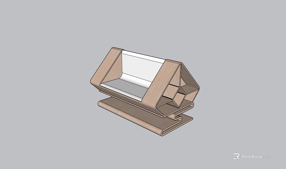 Modern Wooden Leisure Chair With Geometric Backrest And Sleek Seat Design 3d model 