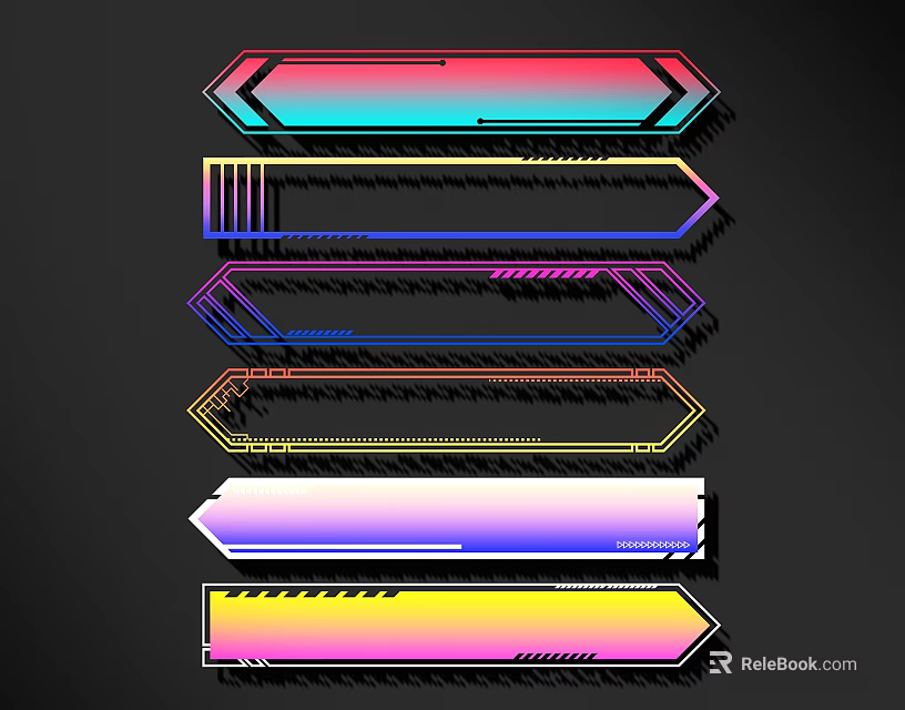 Colorful Gradient Decorative Lines With Modern Geometric Shapes And Stylish Design 3d model 