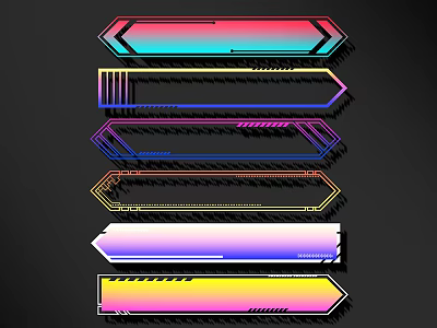 Colorful Gradient Decorative Lines With Modern Geometric Shapes And Stylish Design 3d model