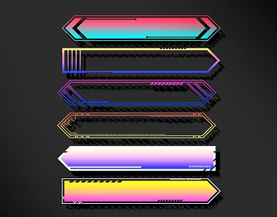 Colorful Gradient Decorative Lines With Modern Geometric Shapes And Stylish Design 3d model