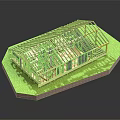 Wooden House Frame Construction Model With Green Grass Base And Transparent Roof