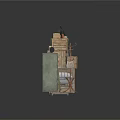 Industrial Warehouse Interior Design With Metal Shelves Wooden Crates Bench And Cabinet