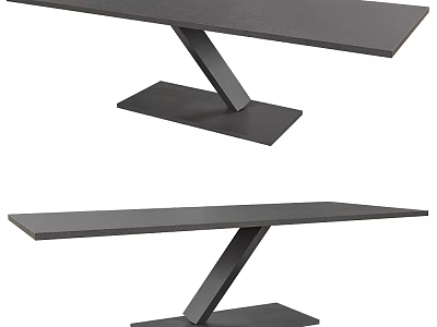 Modern Dining Table With Gray Tabletop And Unique Slanting Leg Design 3d model
