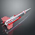 Silver Rocket Weapon With Red And White Checkered Pattern Modern Design And Metallic Finish