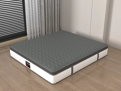 Modern Gray Quilted Mattress With Comfortable Memory Foam Supportive Base 3d model