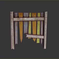 Scenic Landscape With Colorful Wooden Planks In Orange Yellow And Blue Tones