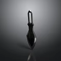 Black Metallic Dagger With Long Handle And Sharp Pointed Blade On Reflective Surface