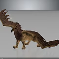 Mythical Griffin Fantasy Creature 3D Model With Spread Wings And Reddish Brown Feathers