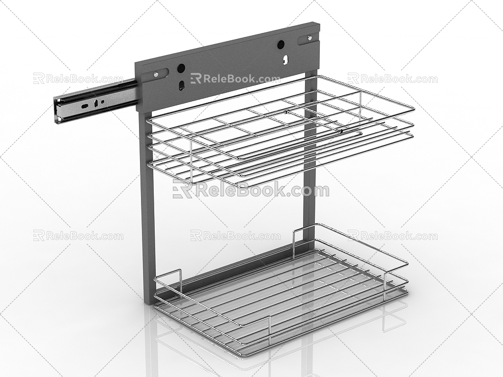 Modern seasoning rack embedded pull basket 3d model