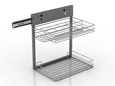 Wall Mounted Metal Kitchen Storage Rack With Multi Tier Shelves For Organizing 3d model