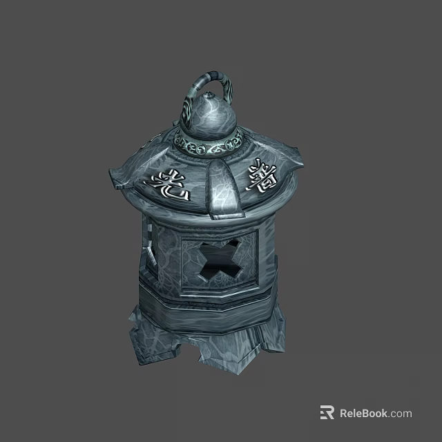 Antique Style Decorative Metal Lantern With Intricate Carved Patterns And Top Handle 3d model 