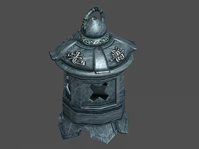 Antique Style Decorative Metal Lantern With Intricate Carved Patterns And Top Handle 3d model