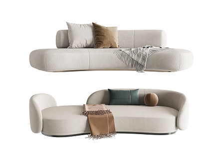 Modern Multiplayer Sofa Cream Shaped Sofa 3d model