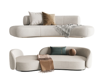 Modern Multiplayer Sofa Cream Shaped Sofa 3d model