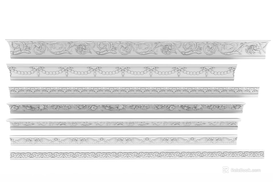 Decorative Architectural Molding With Intricate Carved Patterns And Various Styles 3d model