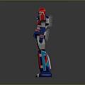 Robot Character With Red Blue White Gray Armor Standing Pose Chest Design And Reflection 3d model