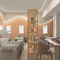 Elegant Modern Spa Club Interior With Treatment Beds Side Tables And Hanging Lights