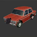 Red Classic Car With Shiny Exterior And Reflective Surface On Dark Background