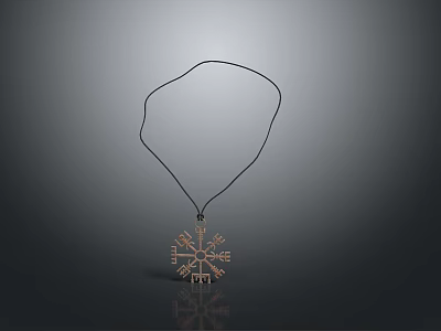 Exquisite Snowflake Pendant Necklace As Daily Necessities With Black Cord 3d model