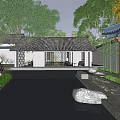 Serene Traditional Chinese Garden Landscape With Pond Reflection Trees Stones And Pavilion