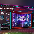 Tencent Themed Event Display With Neon Lights And Futuristic Stage Design